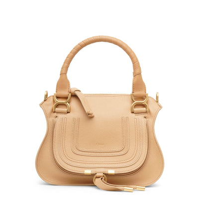 Marcie beige leather double carry bag