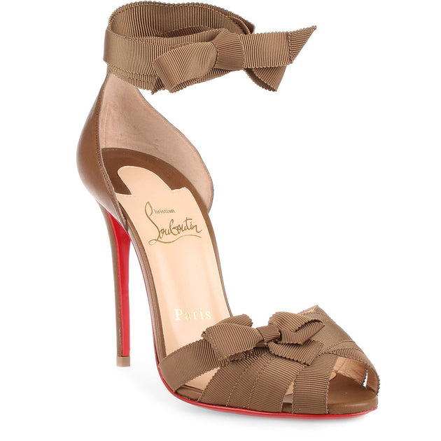 Christian Louboutin | Christeriva 100 tan grosgrain sandal | Savannahs
