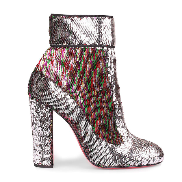 Christian Louboutin Moulamax 100 silver sequin bootie Savannahs