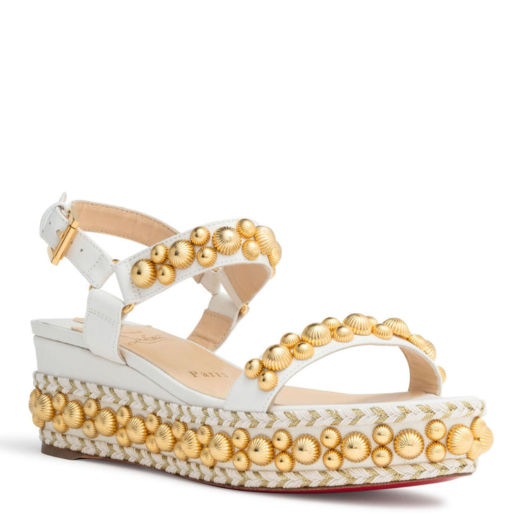 Rondaclou 60 White Leather Wedge Sandals