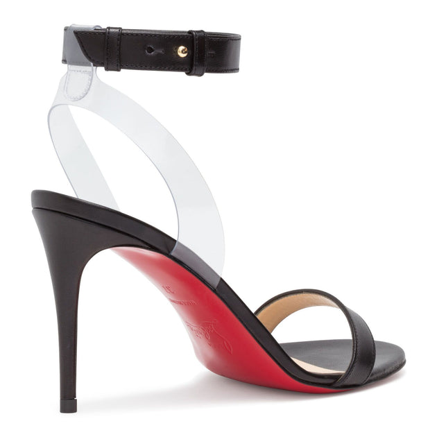 Christian Louboutin Jonatina 85 PVC Black Leather Sandals