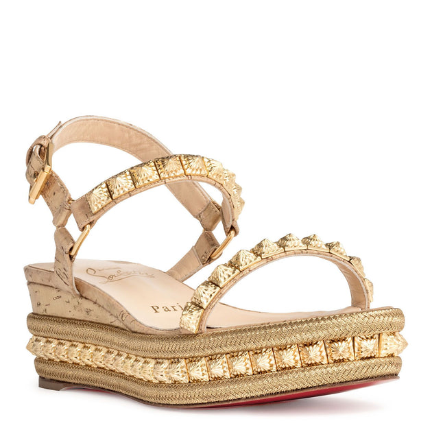 Louboutin gold online wedges