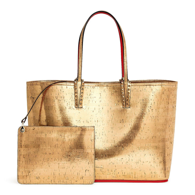 Christian Louboutin Gold Metallic Cork and Rubber Cabata Tote at 1stDibs