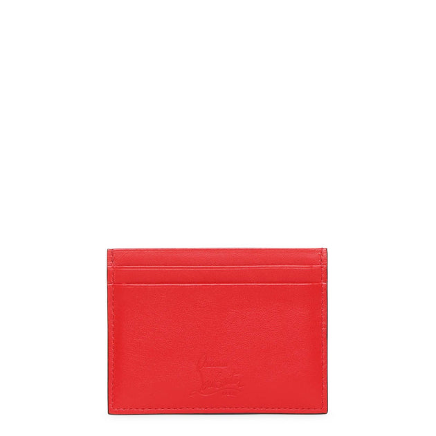 Kios Studded Leather Card Holder in Red - Christian Louboutin