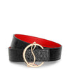 CL logo black leather belt