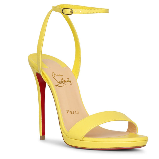 Christian Louboutin Loubi Queen 120 Yellow Nappa Ankle Strap