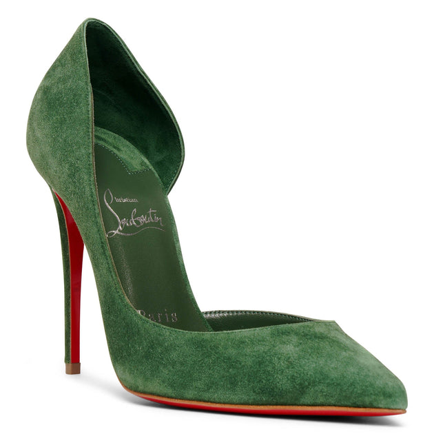 Christian Louboutin Green Suede Open Toe Platforms Size 38.5