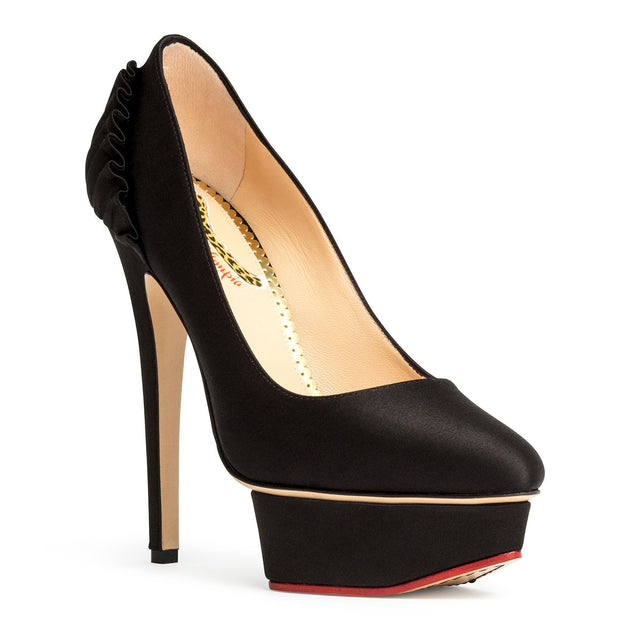 Charlotte Olympia Paloma black satin platform pumps Savannahs - Main Image