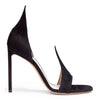 Black 105 suede asymmetric sandals