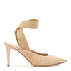 Nude suede elastic pumps