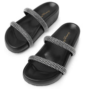 Croisette black crystal slide sandals