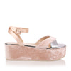 Blush velvet platform sandal