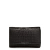 Black croco embossed leather clutch