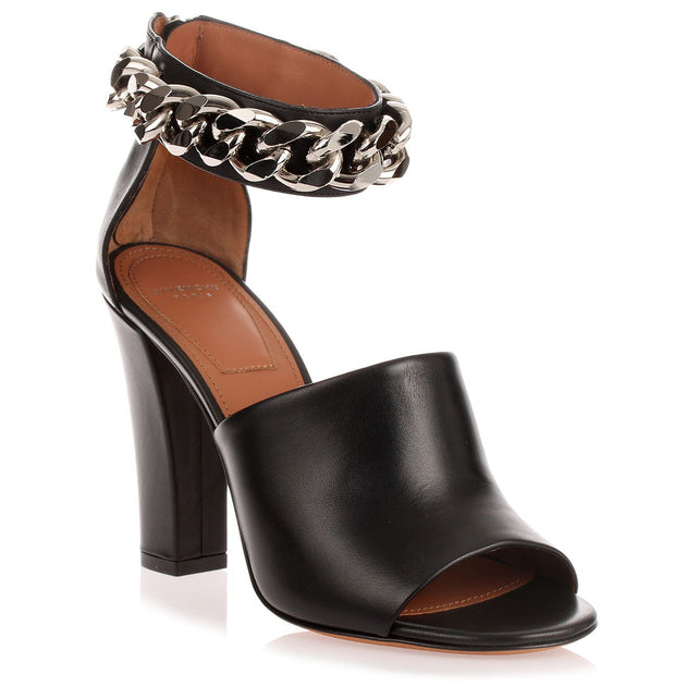 Givenchy | Black leather ankle chain sandal | Savannahs