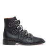 Elegant flat black leather boot