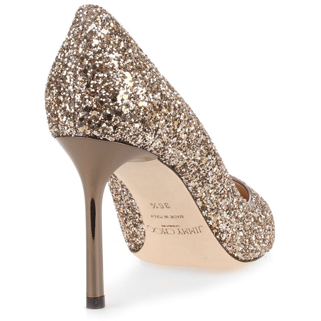 Jimmy Choo | Romy 85 antique gold coarse glitter pump | Savannahs