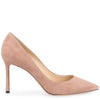 Romy 85 ballet pink suede pump