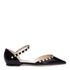 Leema black leather beaded flats