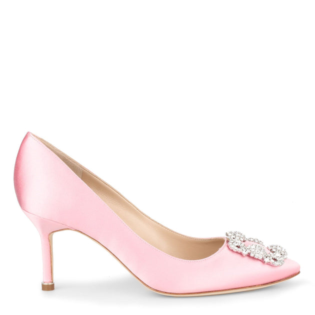 Manolo Blahnik | Hangisi 70 light pink satin pumps | Savannahs