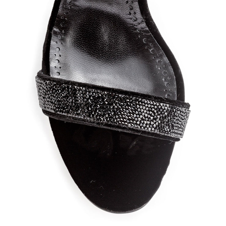 Chaos crystalrock 105 black velvet sandals
