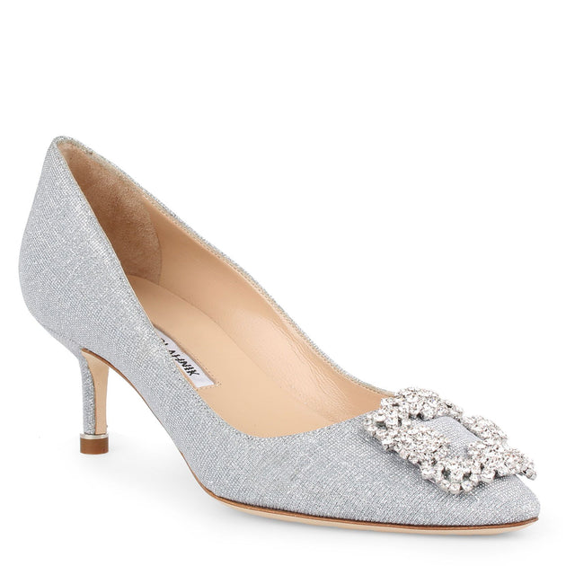Manolo Blahnik | Hangisi 50 notturno silver glitter pumps | Savannahs