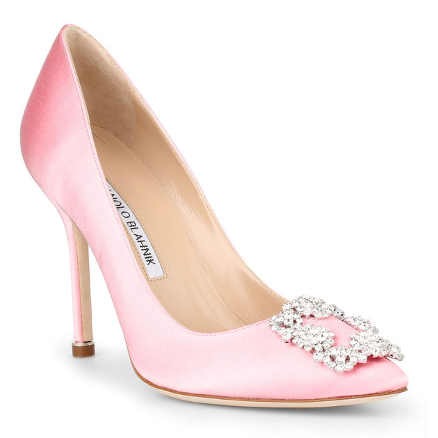 Manolo Blahnik Hangisi 105 light pink satin pump Savannahs