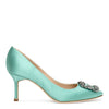 Hangisi 70 satin green FMC pumps