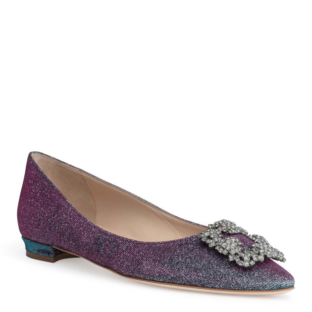 Manolo Blahnik | Hangisi Flat blue glitter FMC ballerina