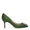 Hangisi 70 dark green satin pumps