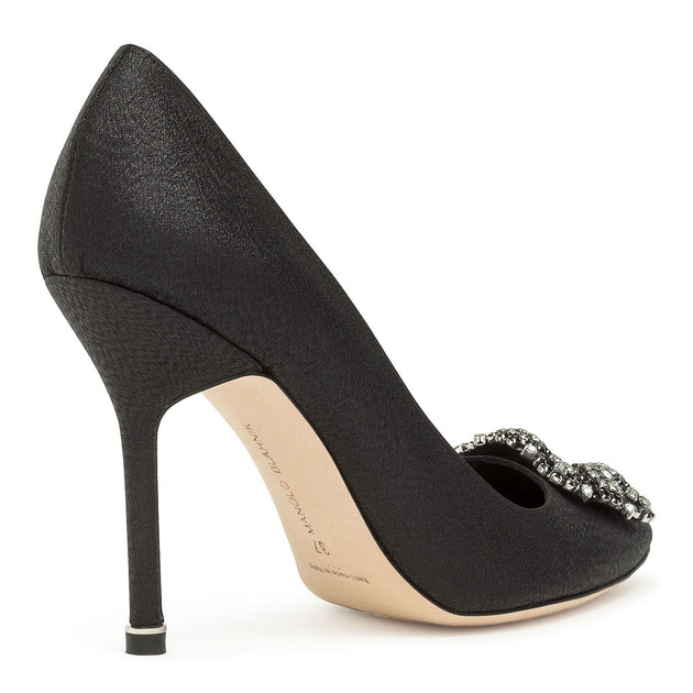 Manolo Blahnik | Hangisi 105 black glitter fabric pumps
