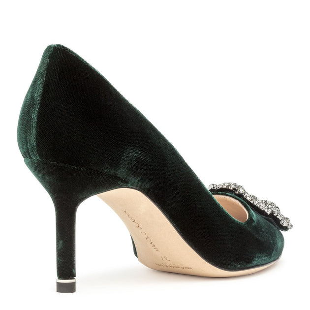 Manolo Blahnik | Hangisi 70 green velvet pumps | Savannahs