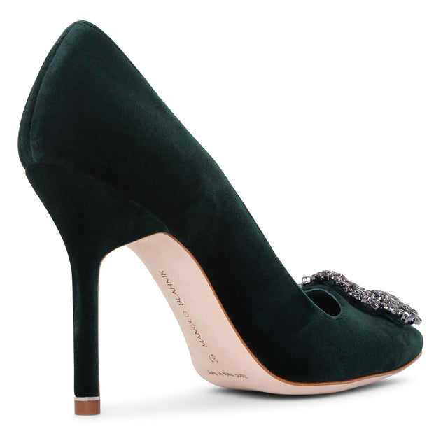 Manolo Blahnik Hangisi 105 velvet dark green pumps Savannahs