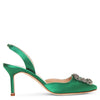 Hangisli 70 emerald satin slingback pumps