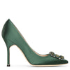 Hangisi 105 dark green satin pumps