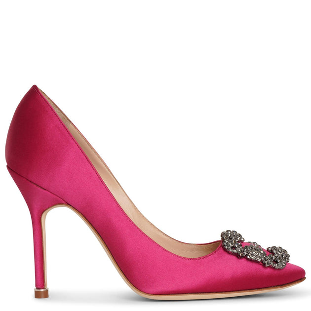 フラットシューズ MANOLO BLAHNIK Antiqued Pink Satin Hangisi Ballerinas Manolo Blahnik | Hangisi-105-bright-pink-satin-pumps | Savannahs