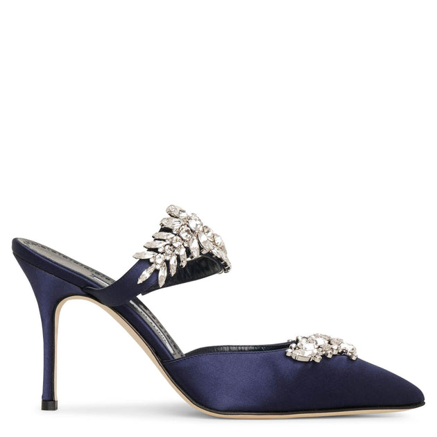 Manolo Blahnik>>ルラム 90mm サテンミュール Manolo Blahnik | Lurum 90 satin black mules | Savannahs