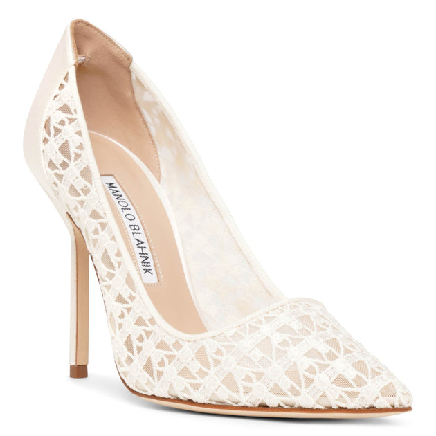 BB lace 105 white lace pumps