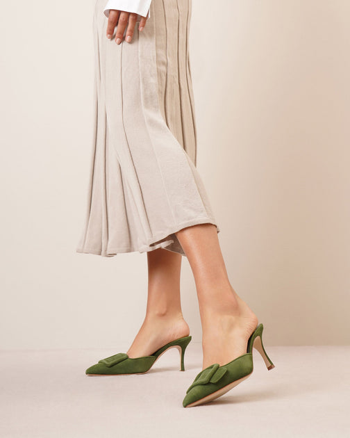 Green suede sales mules