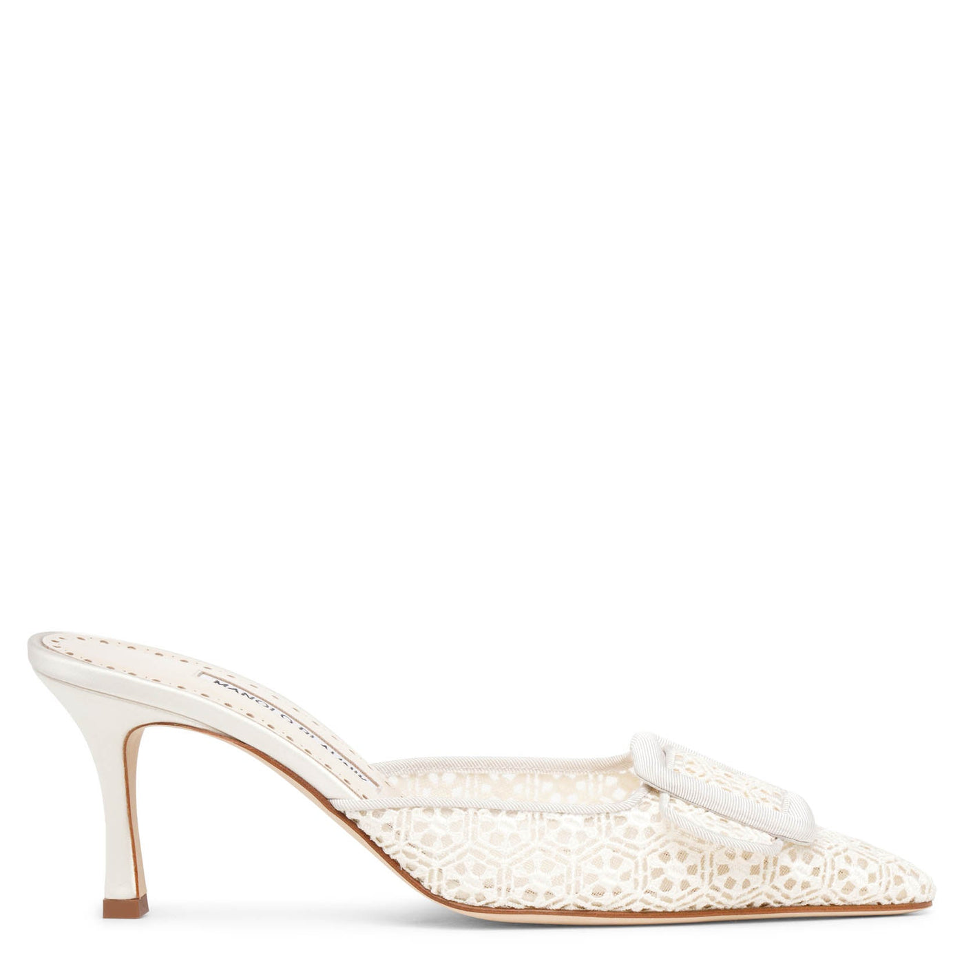 Maysalebi 70 white lace mule pumps