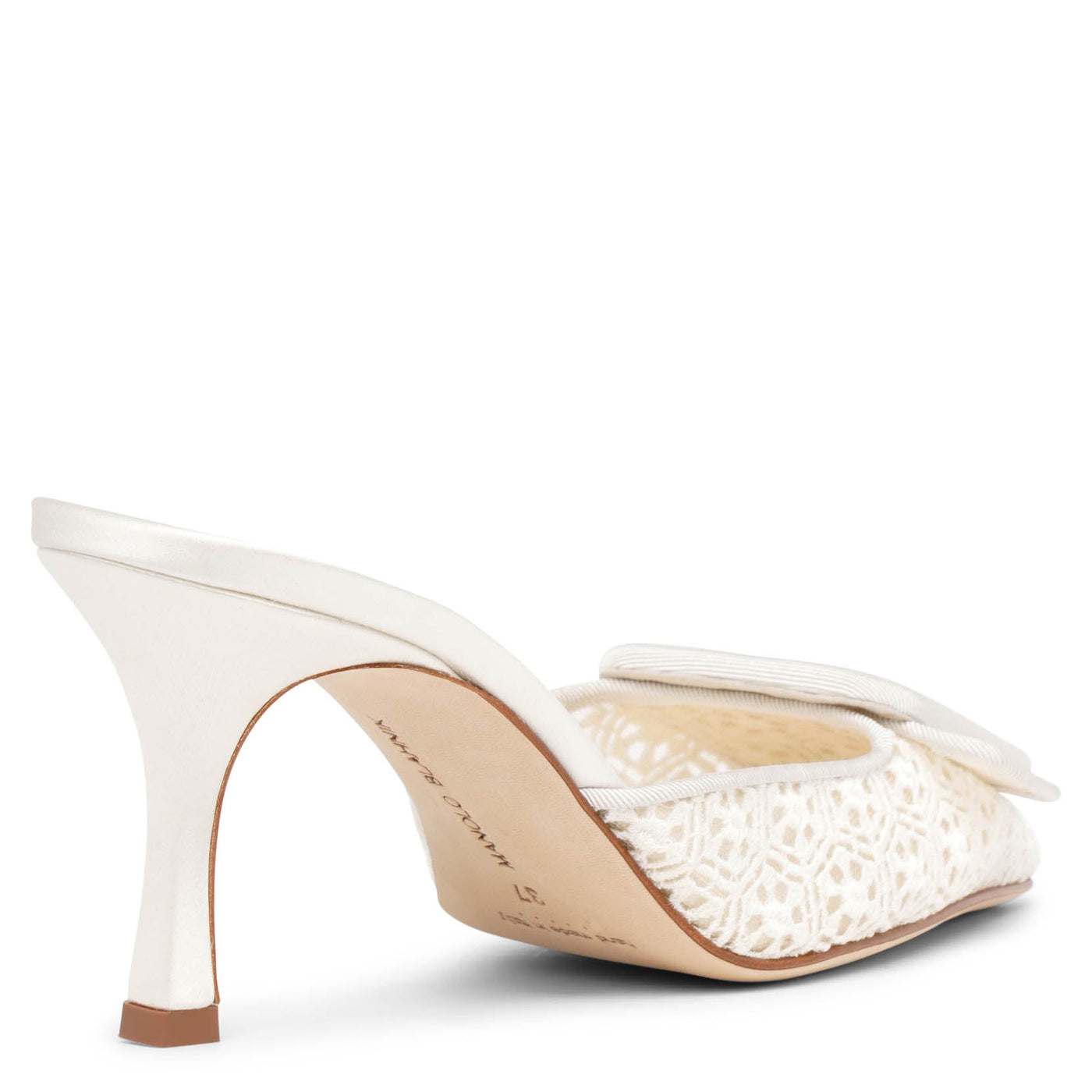Maysalebi 70 white lace mule pumps