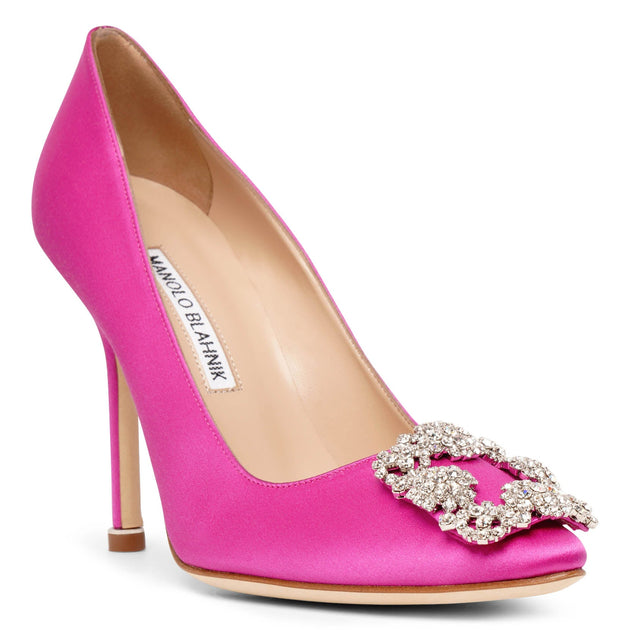 Manolo Blahnik | Hangisi 105 pink satin pumps | Savannahs