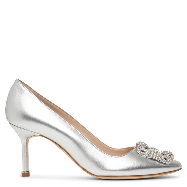 Manolo Blahnik | Hangisi 70 silver metallic nappa pumps | Savannahs