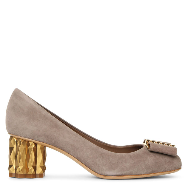 Salvatore ferragamo flower heel hot sale pumps