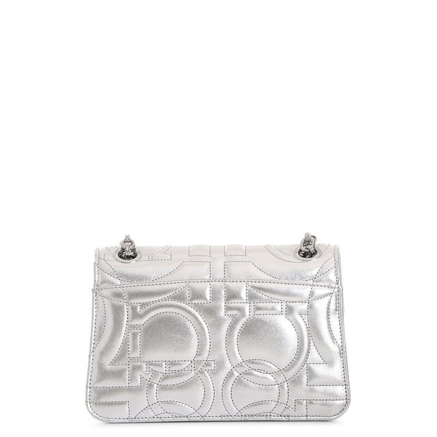 Ferragamo | Gancini Quilted silver leather shoulder bag
