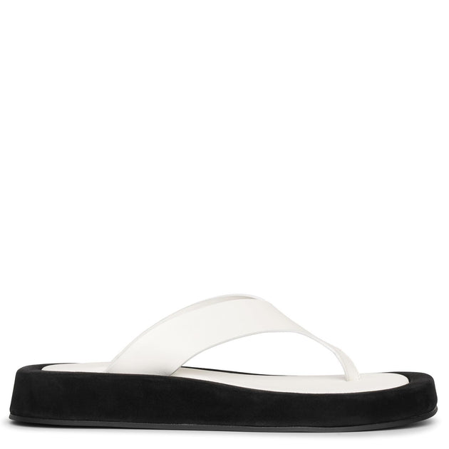 The Row, Avery black leather thong sandals