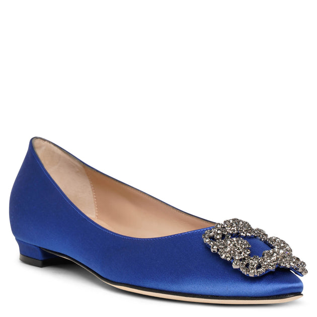 Blue satin flat clearance shoes