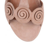 Nude suede flat sandal