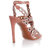 Nude suede eyelet sandal