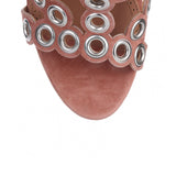 Nude suede eyelet sandal