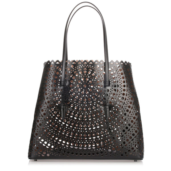 Black leather cut-out bag